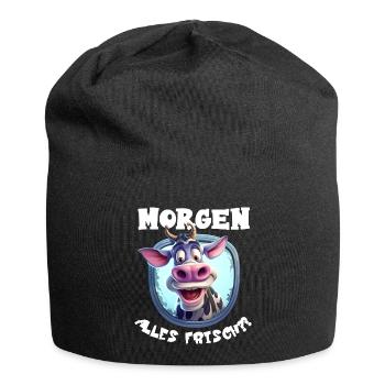Morgen alles frisch funny Kuh Frühaufsteher lustig - Jersey-Beanie - Schwarz - Vorne