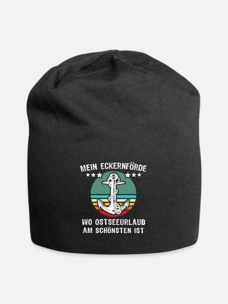 Eckernförde Urlaub Sprüche - Jersey-Beanie - Schwarz