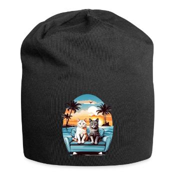 Cats by the sea - Jersey Beanie - black - Front