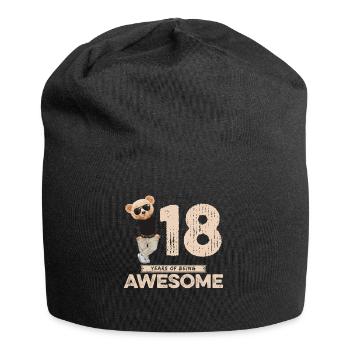 18 Years of being Awesome Teddy Bear - Jersey Beanie - black - Front