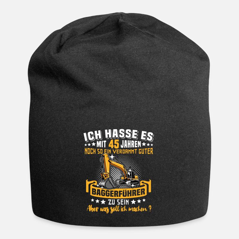 Baggerführer 45. Geburtstag 45 Jahre Baggerfahrer - Jersey-Beanie - Schwarz