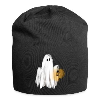 Spooky Season - kleiner Geist mit Laterne - Jersey-Beanie - Schwarz - Vorne