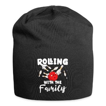 Bowlingspieler Familie Familienbowling - Jersey-Beanie - Schwarz - Vorne