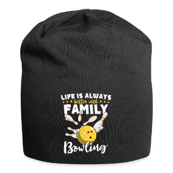 Bowlingspieler Familie Familienbowling - Jersey-Beanie - Schwarz - Vorne