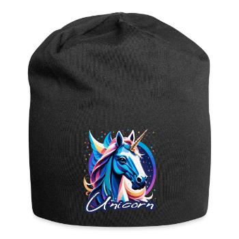 Einhorn - Jersey-Beanie - Schwarz - Vorne