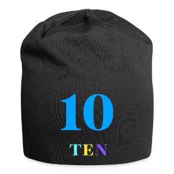 Zehn-10-jähriges Jubiläum - Jersey-Beanie - Schwarz - Vorne