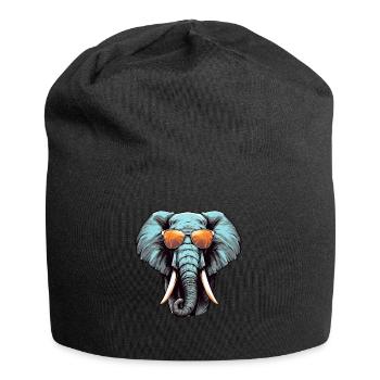 Cooler Afrikanischer Elefant mit Sonnenbrille und - Jersey-Beanie - Schwarz - Vorne