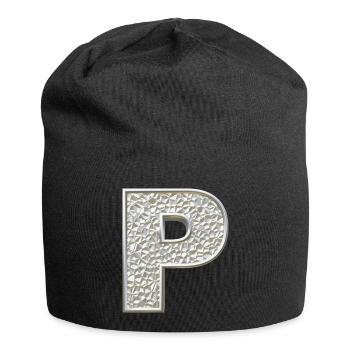 P, letter, letter P, initial, initial P, monogram, - Jersey Beanie - black - Front