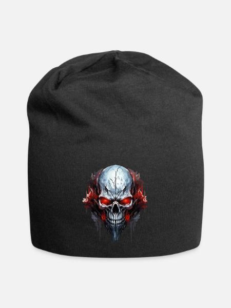 Totenkopf Totenschädel Skelett Motorrad Biker Gang - Jersey-Beanie - Schwarz