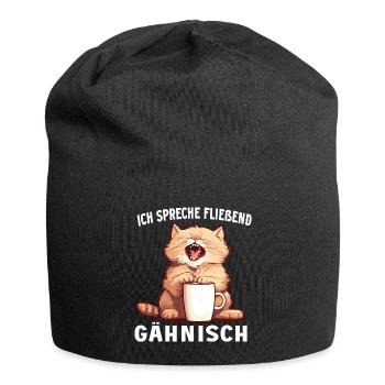 Lustig Katze Kaffee Kaffeeliebhaber Katzen Spruch - Jersey-Beanie - Schwarz - Vorne