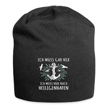 Heiligenhafen Sprüche Heiligenhafener Spruch - Jersey-Beanie - Schwarz - Vorne