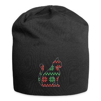 Cat Domestic Cat Shorthair Maine Coon Christmas - Jersey Beanie - black - Front