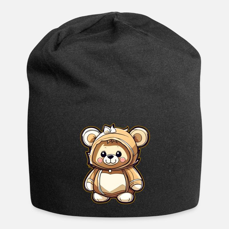 Niedlicher Teddy Bär - Jersey-Beanie - Schwarz