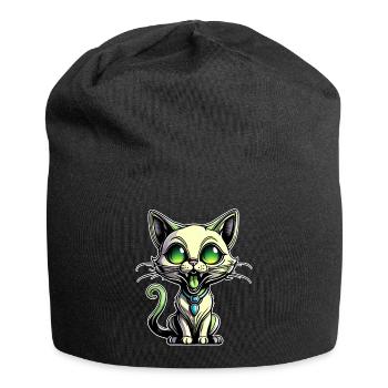 Chat extraterrestre vert mignon - Bonnet en jersey - noir - Devant