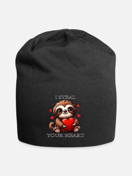 faultier herz liebe verliebt freund freundschaft i - Jersey-Beanie - Schwarz