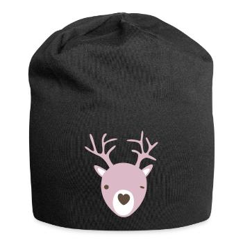 Rudolph Antlers Heart Nose Scandinavian Kids Cool - Jersey Beanie - black - Front