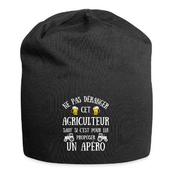 Agriculteur Homme Humour Agricole Tracteur Apéro - Bonnet en jersey - noir - Devant