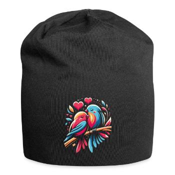 Couple D'oiseau Mignon Saint Valentin Amour - Bonnet en jersey - noir - Devant