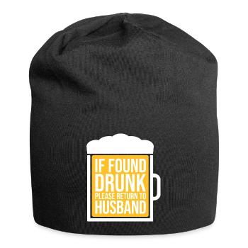 If Found Drunk Please Return To Wife Husband Joke - Jersey Beanie - black - Front