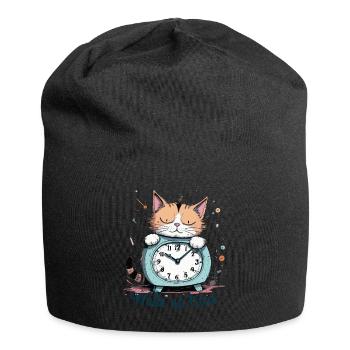It's time to wake up, cat humor! - Jersey Beanie - black - Front