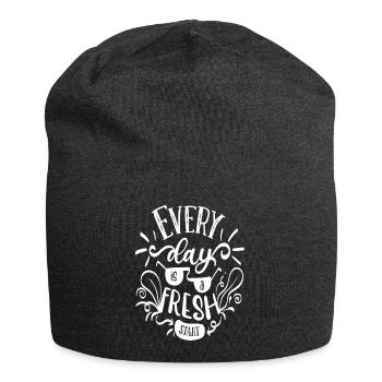 Jeder Tag ist ein Neuanfang - Jersey-Beanie - Anthrazit - Vorne
