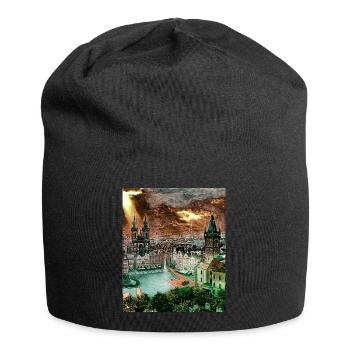 Prag, Tschechische Republik, Europa - Jersey-Beanie - Schwarz - Vorne