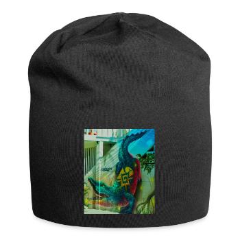 Krokodil-Wandbild, Mexiko-Stadt - Jersey-Beanie - Schwarz - Vorne