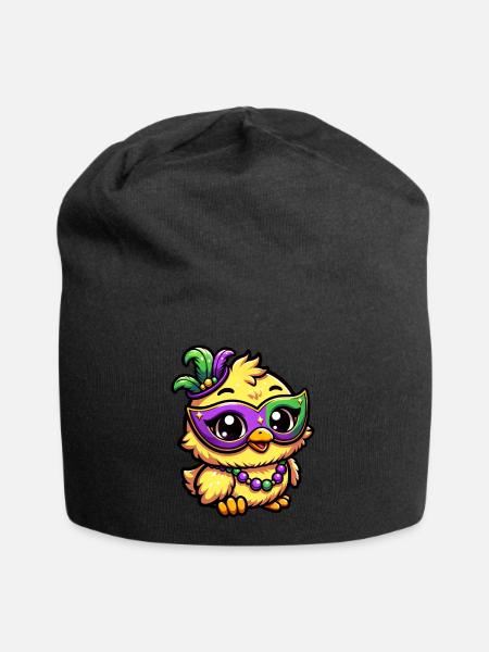 Mardi Gras Huhn, Küken in Verkleidung - Jersey-Beanie - Schwarz