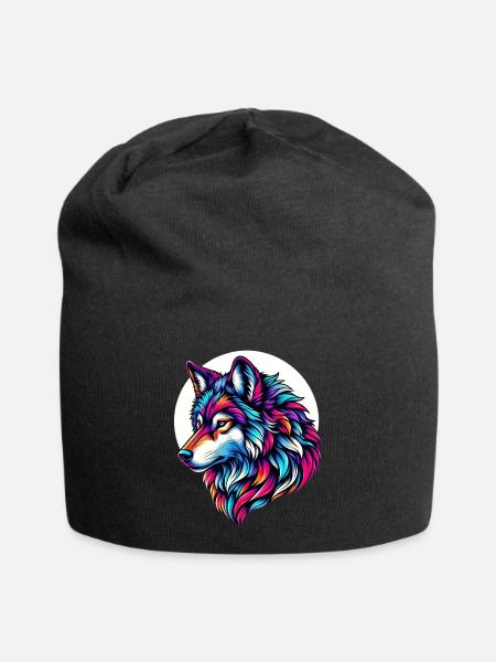 Wolf - Jersey-Beanie - Schwarz