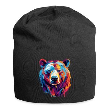 Colorful bear paint blobs paint splashes - Jersey Beanie - black - Front
