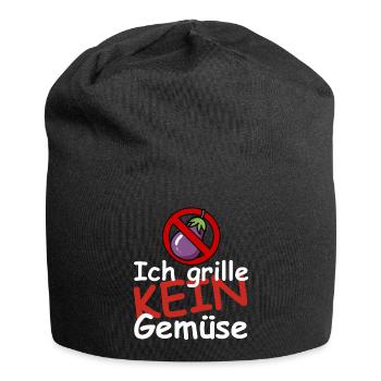Ich grille kein Gemüse | Fleisch, Bier, Party - Jersey-Beanie - Schwarz - Vorne