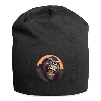 Cooler Gorilla Brüllt Affenmotive Design - Jersey-Beanie - Schwarz - Vorne