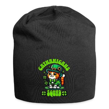 Katze St. Patricks Day - Jersey-Beanie - Schwarz - Vorne