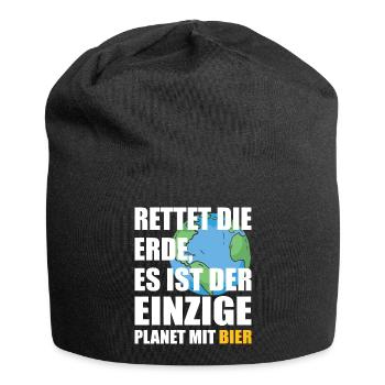 Bier Planet Retten - Jersey-Beanie - Schwarz - Vorne