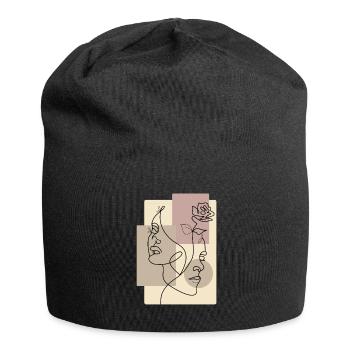 Paar verliebte Menschen einzeiliges Porträt - Jersey-Beanie - Schwarz - Vorne