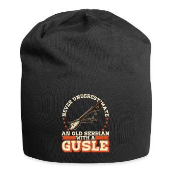 Ne sous-estimez jamais un vieux serbe avec un enthousiasme - Bonnet en jersey - noir - Devant