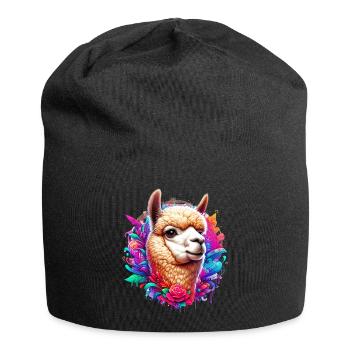 Alpaka - Jersey-Beanie - Schwarz - Vorne