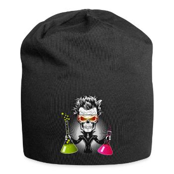 Skull as a gloomy scientist in the laboratory - Jersey Beanie - black - Front