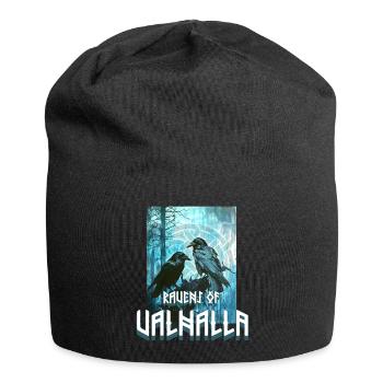 Valhalla Viking symbol with 2 ravens - Jersey Beanie - black - Front