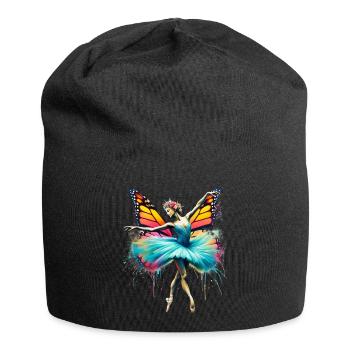 Ballerina with butterfly wings butterflies tutu - Jersey Beanie - black - Front