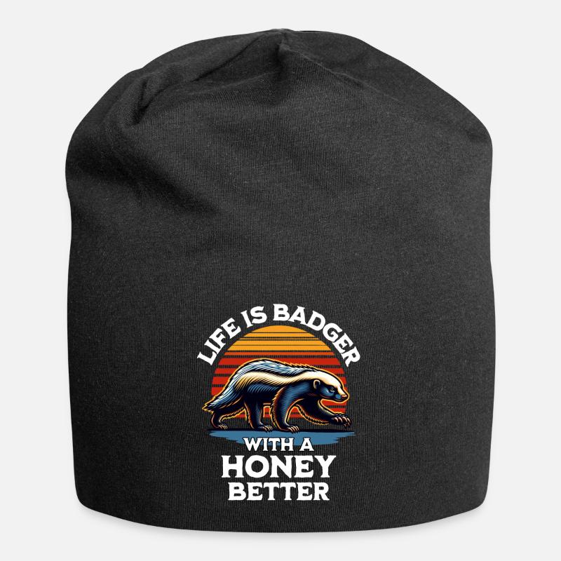 Honigdachs Spruch - Jersey-Beanie - Schwarz