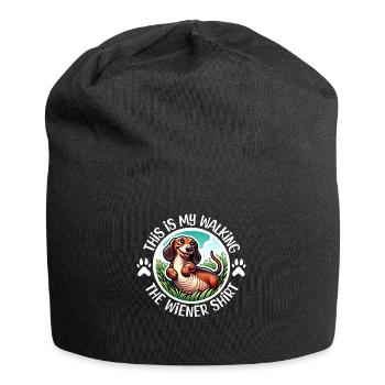 Dackel Gassi Gehen - Jersey-Beanie - Schwarz - Vorne