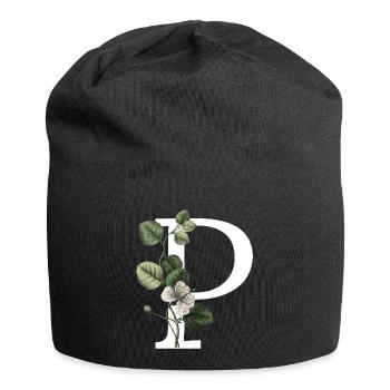 Letter P Green Botany - Jersey Beanie - black - Front