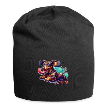 Dackel - Jersey-Beanie - Schwarz - Vorne