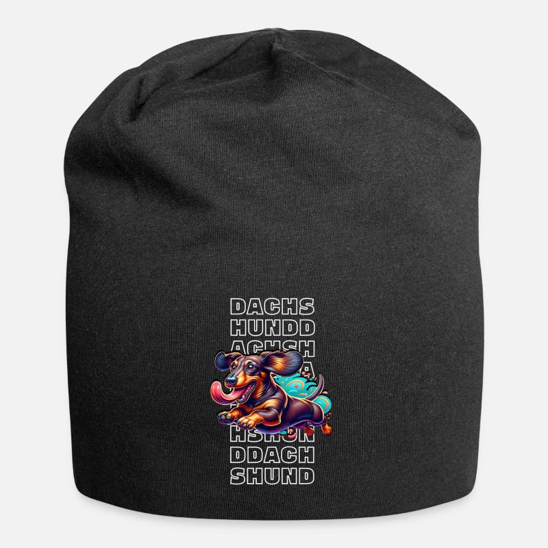 Dachshund - Jersey-Beanie - Schwarz