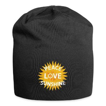 Hippie Peace Love Sunshine Sonnenblume - Jersey-Beanie - Schwarz - Vorne