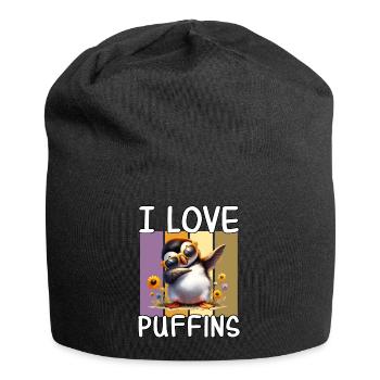 I love puffins - Jersey Beanie - black - Front