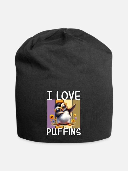 Ich Liebe Puffins - Jersey-Beanie - Schwarz