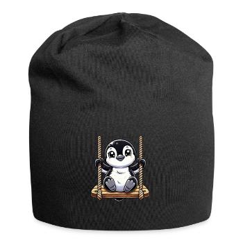 pingouin balançoires aire de jeux amusant animal dessin animé - Bonnet en jersey - noir - Devant