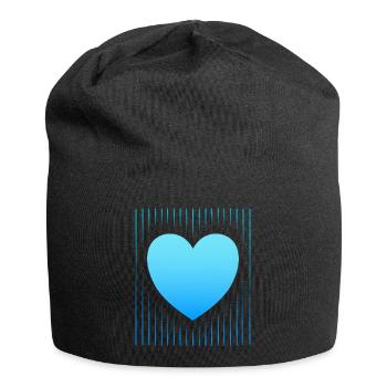 coeur bleu lignes bleues - Bonnet en jersey - noir - Devant